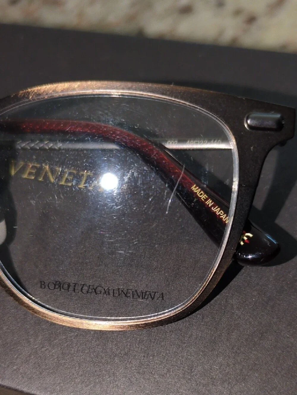 Bottega Veneta Brown Metal Rounded Eyeglasses BV0050O 49-22-140